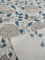 Block Print Linen Fabric, Karwachauth Skyblue  Heavy Weight Natural Linen Block Print Fabrics  Decors Fabric By The Yard  Floral Pillow Fabric & Interior Pillow