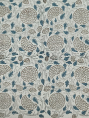 Block Print Linen Fabric, Karwachauth Skyblue  Heavy Weight Natural Linen Block Print Fabrics  Decors Fabric By The Yard  Floral Pillow Fabric & Interior Pillow