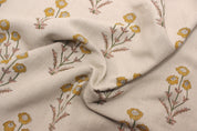 Amitabh Flower  Best Floral Hand Block Print Fabric  Natural Linen 58"Inch Wide  Strong/Durable  200 Gsm   By The Yard Linen