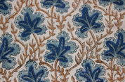 Block Print Linen Fabric, Pushp Samhita  Indian Hand Block Print Fabric, Floral Print Fabric By The Yard, Fabric For Farmhouse Pillow Covers, Designer Uphostery