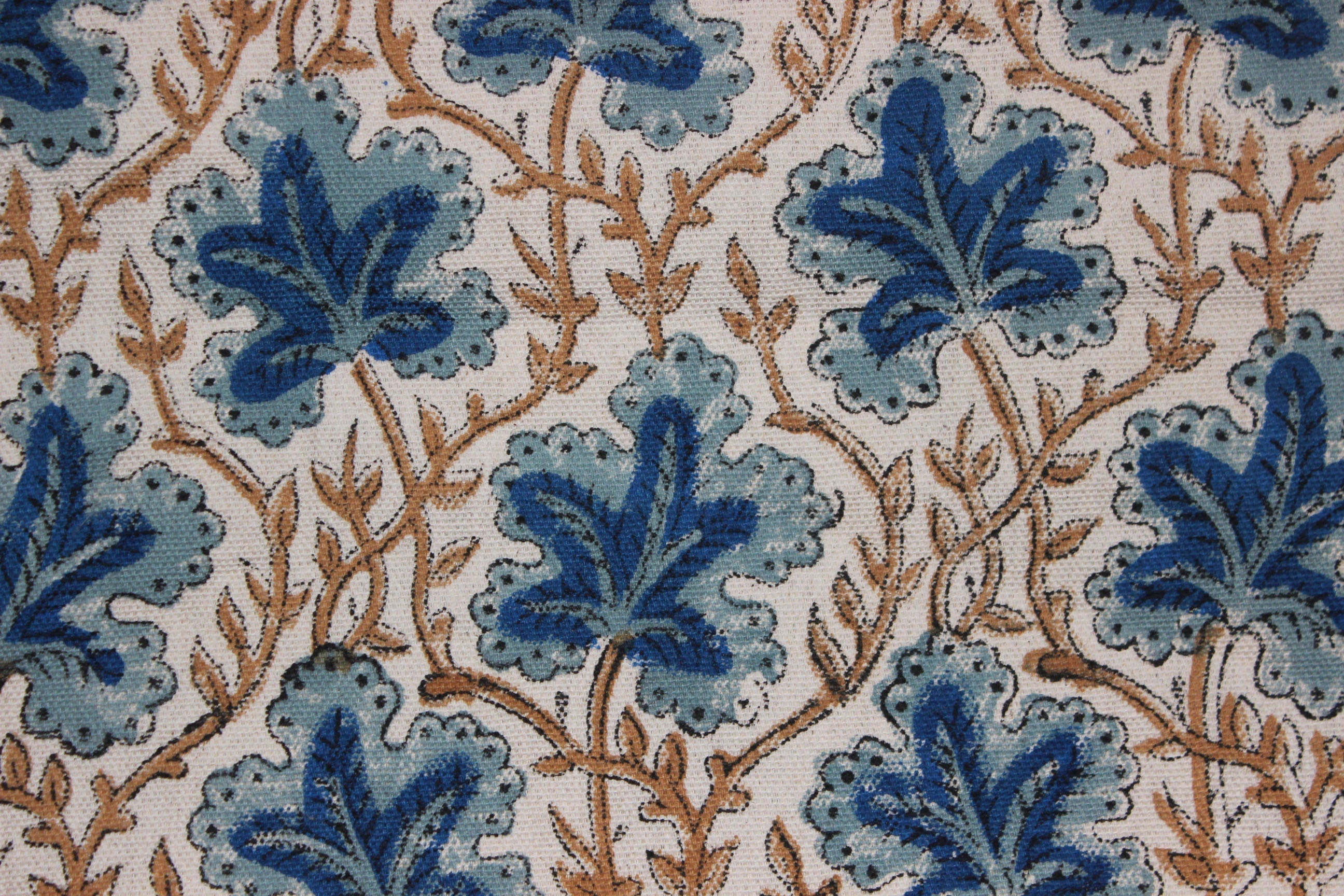 Block Print Linen Fabric, Pushp Samhita  Indian Hand Block Print Fabric, Floral Print Fabric By The Yard, Fabric For Farmhouse Pillow Covers, Designer Uphostery