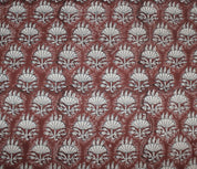 Block Print Linen Fabric, Ulta Umbrella  Block Print Thick Linen Fabric  Reddish Brown Floral Print Upholstery Fabric, Pillow Cover Fabric, Linen By The Yard