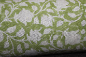 Block Print Linen Fabric, Pushpsahita Green Fabric, Handblock Print, Cushion Cover, Upholstery, Floral Print Fabric Home Decor