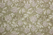 Block Print Linen Fabric, Rameshwaram 63"Wide Cotton Fabric, Indian Floral Hand Block Printed 100% Drill Cotton Cloth, Fabric By The Yard, Curtains Pillows Bag