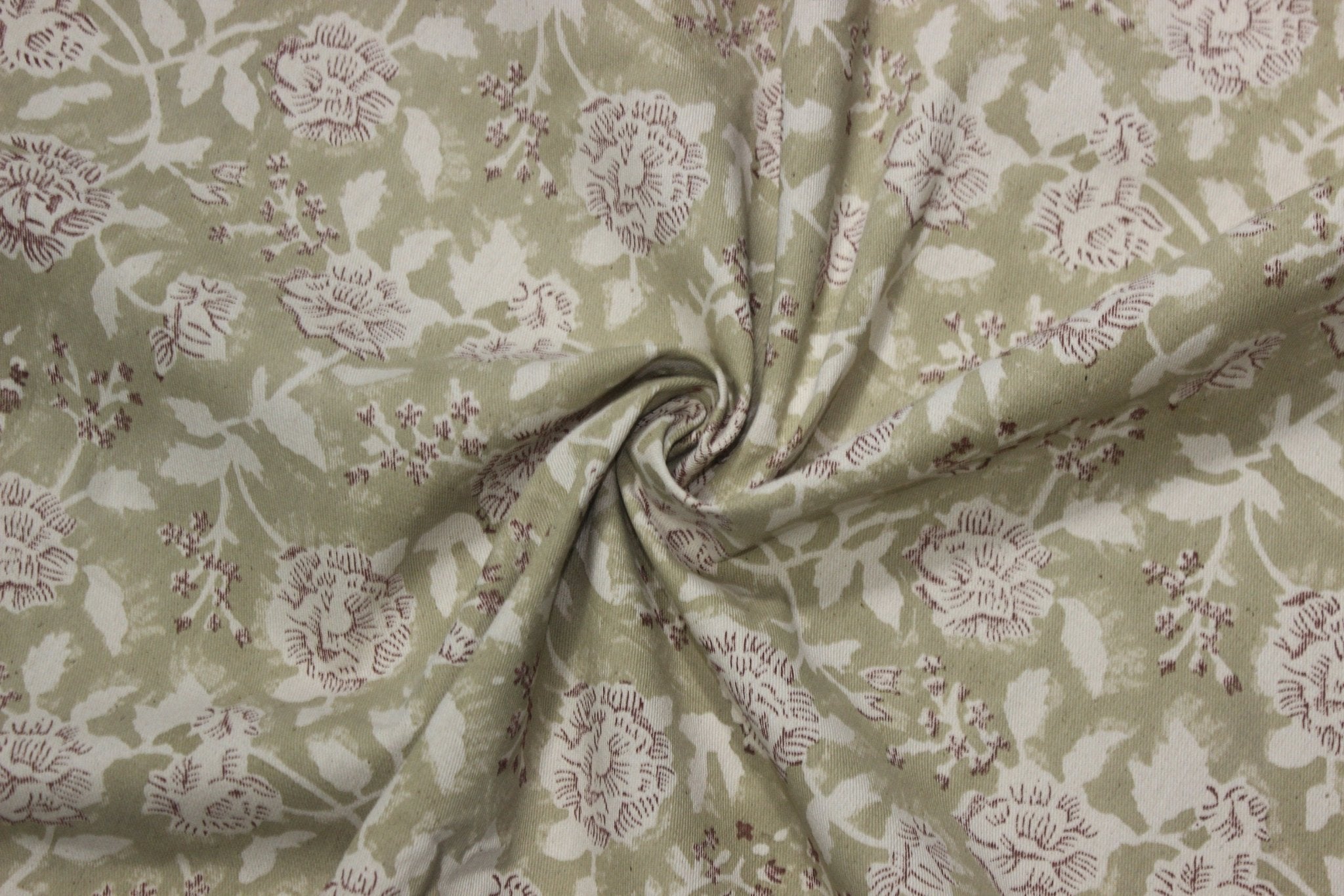 Block Print Linen Fabric, Rameshwaram 63"Wide Cotton Fabric, Indian Floral Hand Block Printed 100% Drill Cotton Cloth, Fabric By The Yard, Curtains Pillows Bag