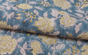 Block Print Linen Fabric, Rameshwaram  Floral Linen Fabric Block Print, Fabric By The Yard, Tablecloth Fabric, Cushion Cover Fabric, Block Print Upholstery