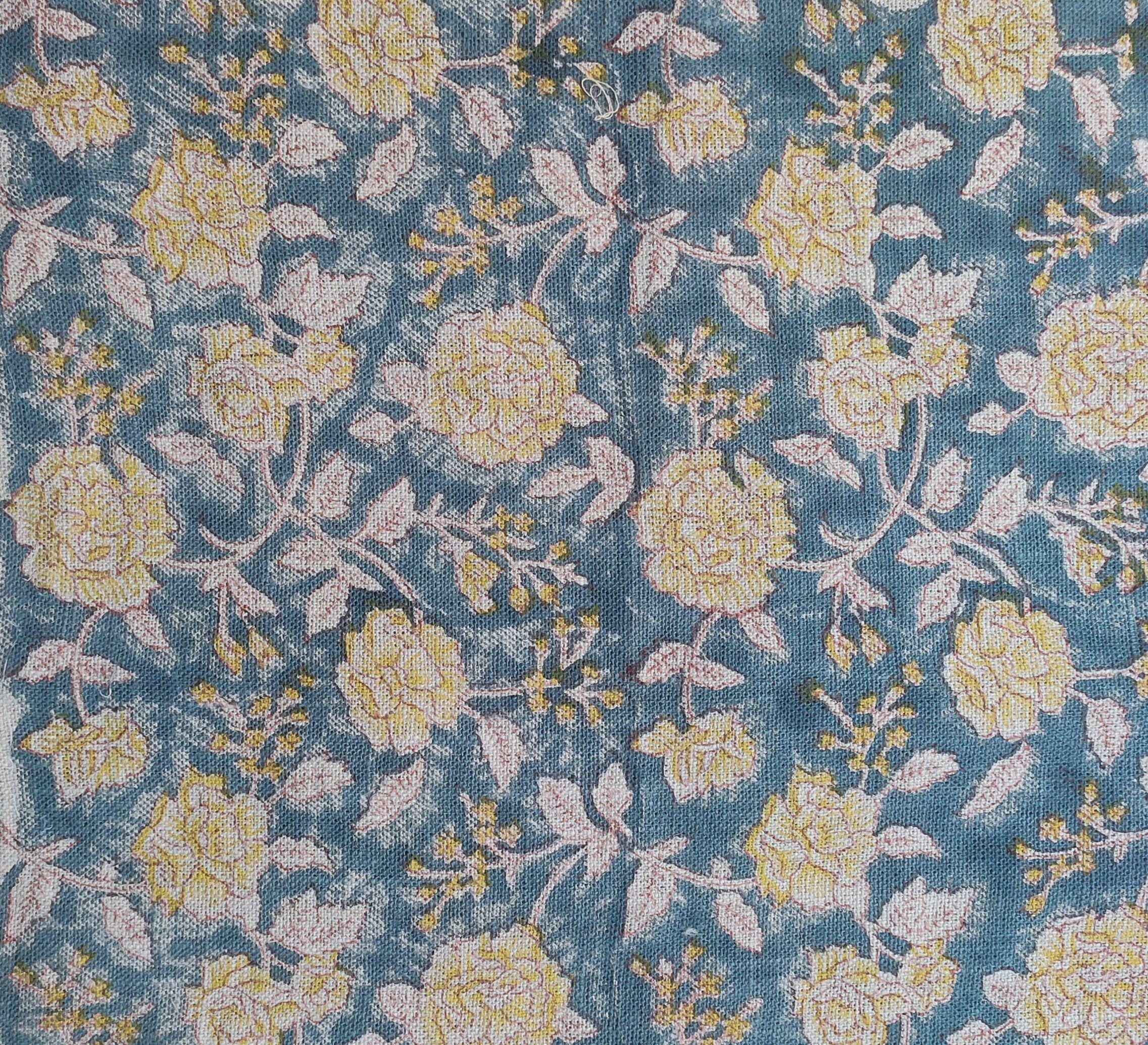 Block Print Linen Fabric, Rameshwaram  Floral Linen Fabric Block Print, Fabric By The Yard, Tablecloth Fabric, Cushion Cover Fabric, Block Print Upholstery