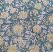 Block Print Linen Fabric, Rameshwaram  Floral Linen Fabric Block Print, Fabric By The Yard, Tablecloth Fabric, Cushion Cover Fabric, Block Print Upholstery