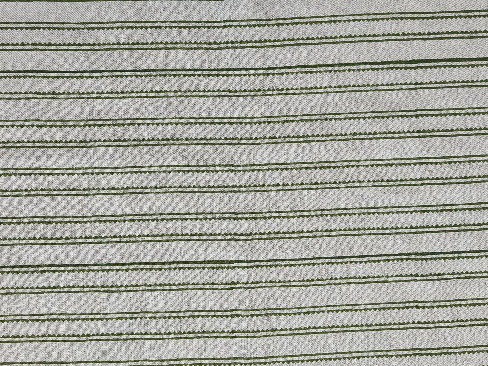 Geometrical Lines  Green Block Print Fabric, Indian Fabric, Stripe Heavy Linen Fabric, Upholstery Striped, Hand Blocked Cushion Throw 