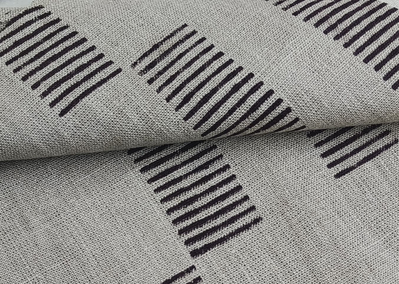Block Print Linen Fabric, Zebra Crossing  Indian Hand Blockprint Fabric, Natural Stripe Linen By The Yard, Cushion, Throw, Pillow, Shams And Upholstery
