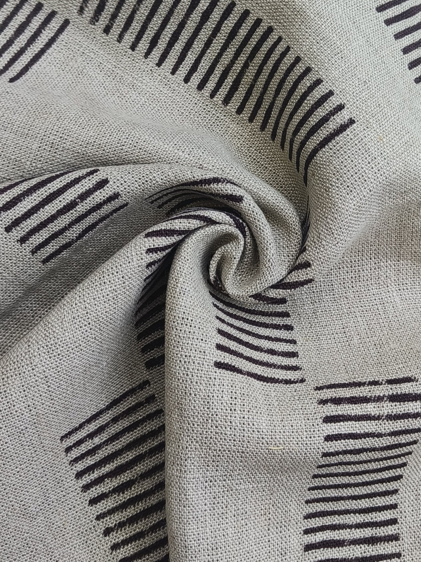 Block Print Linen Fabric, Zebra Crossing  Indian Hand Blockprint Fabric, Natural Stripe Linen By The Yard, Cushion, Throw, Pillow, Shams And Upholstery