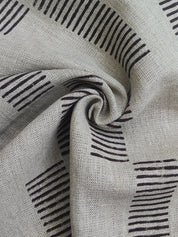 Block Print Linen Fabric, Zebra Crossing  Indian Hand Blockprint Fabric, Natural Stripe Linen By The Yard, Cushion, Throw, Pillow, Shams And Upholstery