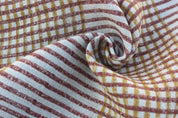 Amayra Mustard  Block Print Check Fabric,Heavy Linen Fabric, Wide Fabric By The Yard, Fabric Make Cushion Covers,Curtains,Tablecloth 