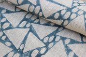 Block Print Linen Fabric, Triangle Zoom  Block Print Fabric, Triangle & Dot Pattern, Natural Linen Cloth, Block Print Textile, Sewing  Upholstery Material