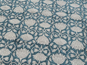 Block Print Linen Fabric, Ulta Kamal  "Indian Linen: Floral Hand Block Print, Handloom Natural Fabric For Home Decor,Thick Linen Fabric
