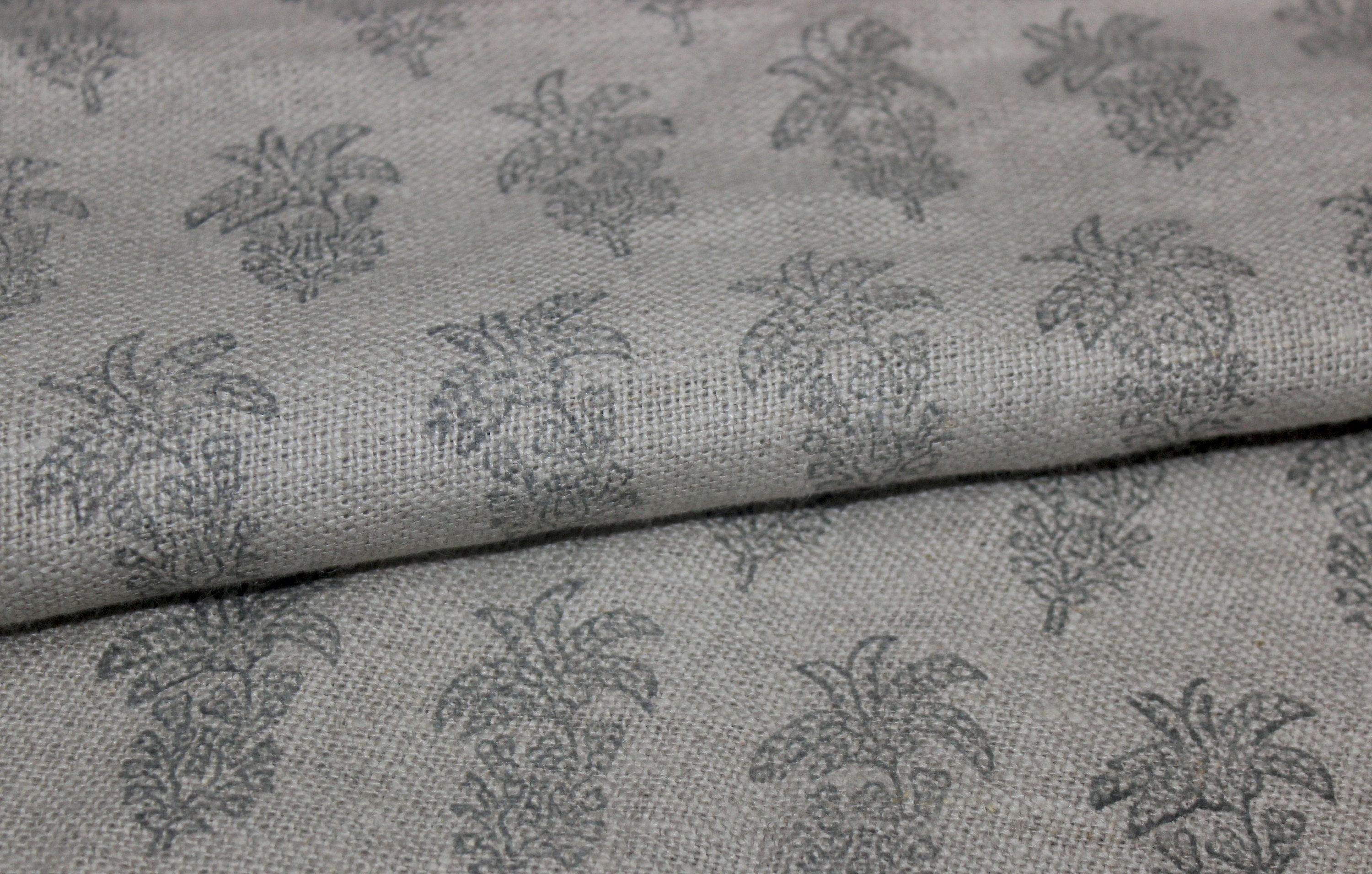Block Print Linen Fabric, Khajur Butta  Floral Block Print Fabric, Print Linen Fabric, Block Print Upholstery Fabric, Block Print, Handblock Fabric