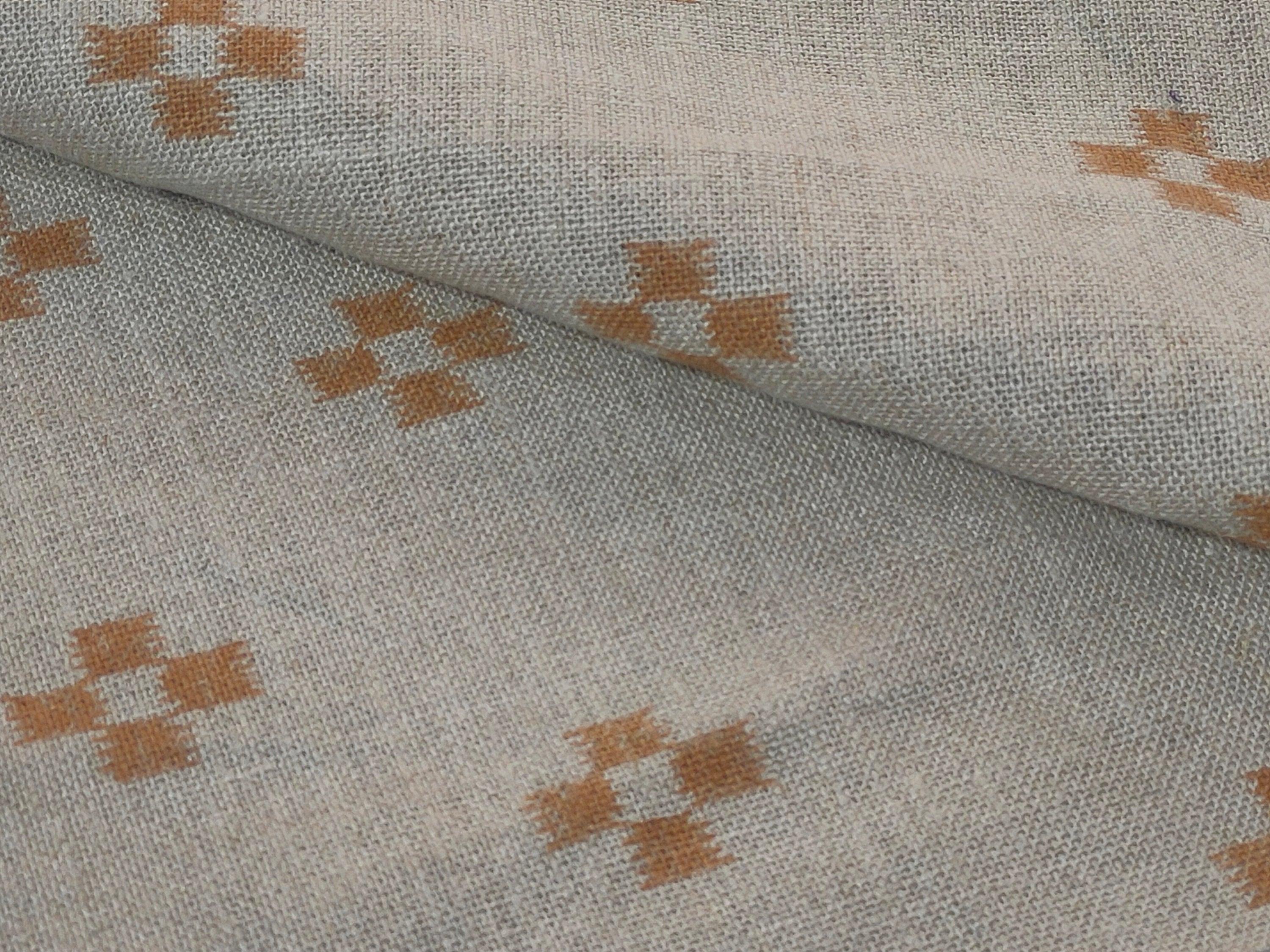 Barfi  Block Print Linen Fabric By The Yard, Grey Natural Vegetable Dye 100% Linen  Weight Fabric, Indian Fabric, Geometric Dots Print