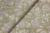 Block Print Linen Fabric, Rameshwaram 63"Wide Cotton Fabric, Indian Floral Hand Block Printed 100% Drill Cotton Cloth, Fabric By The Yard, Curtains Pillows Bag