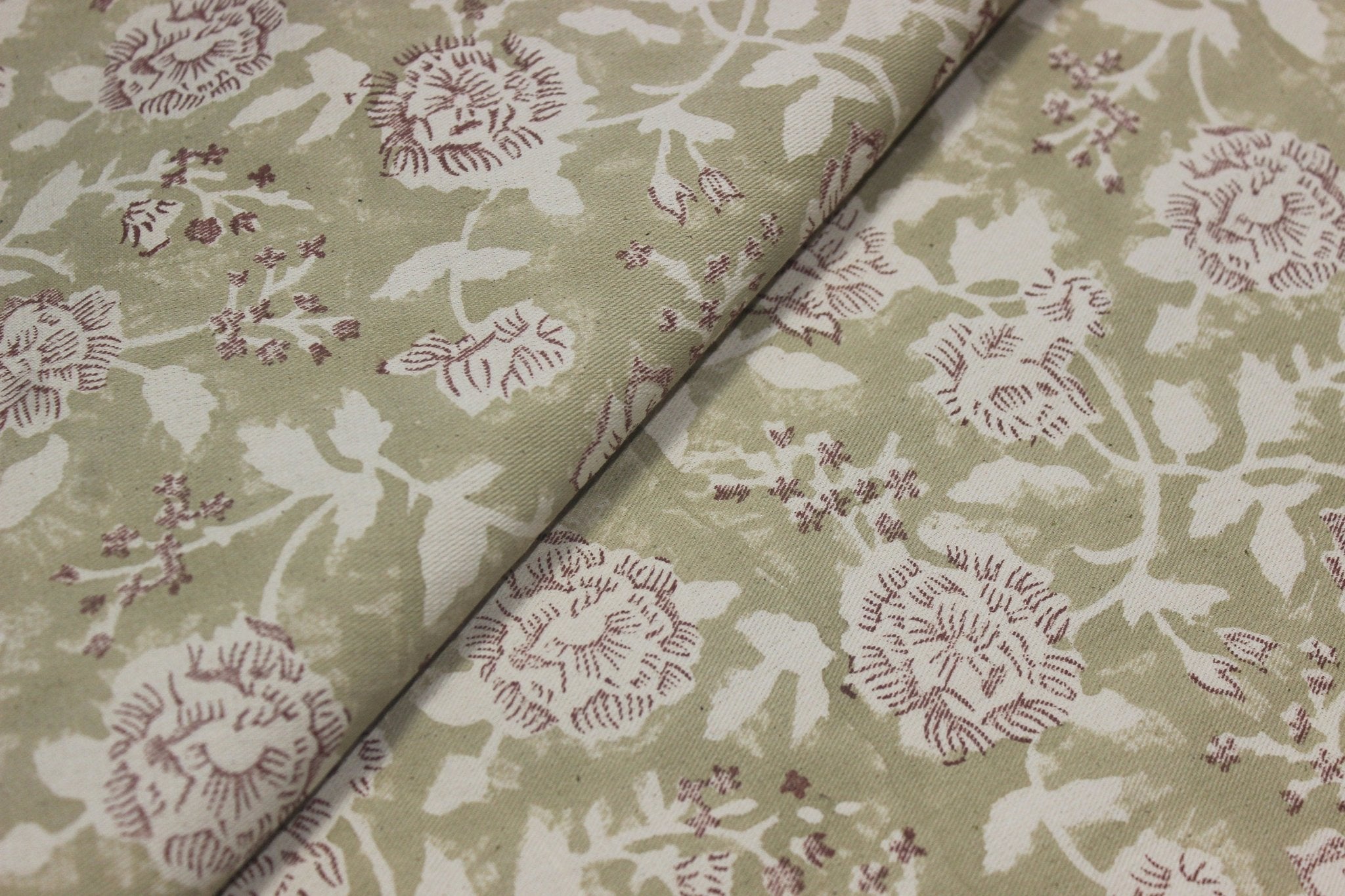 Block Print Linen Fabric, Rameshwaram 63"Wide Cotton Fabric, Indian Floral Hand Block Printed 100% Drill Cotton Cloth, Fabric By The Yard, Curtains Pillows Bag