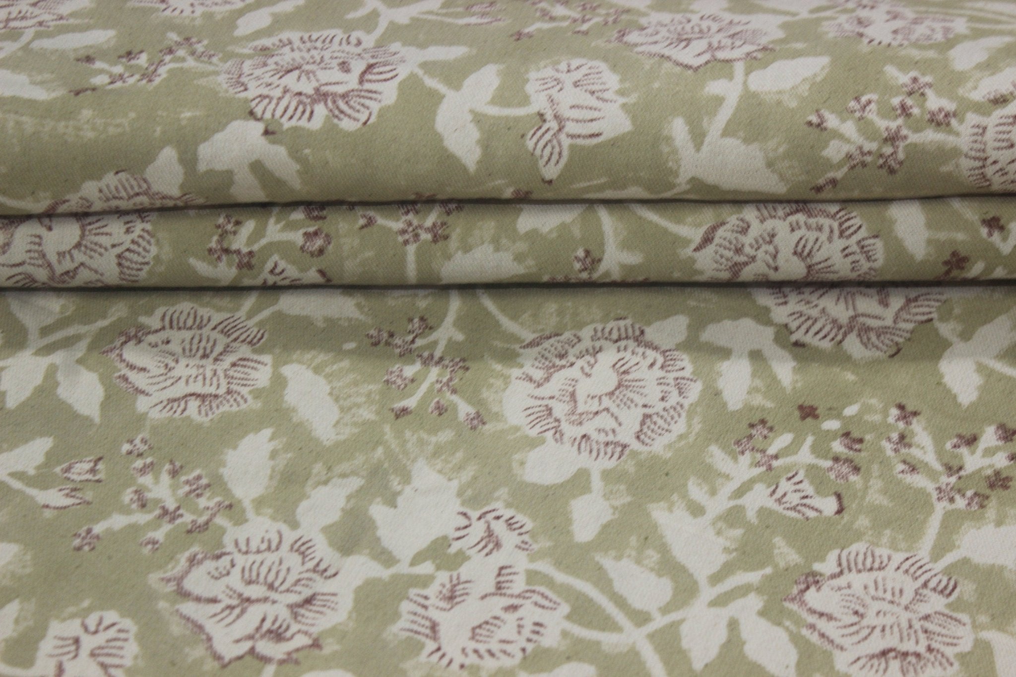 Block Print Linen Fabric, Rameshwaram 63"Wide Cotton Fabric, Indian Floral Hand Block Printed 100% Drill Cotton Cloth, Fabric By The Yard, Curtains Pillows Bag