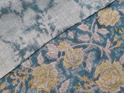 Block Print Linen Fabric, Rameshwaram  Floral Linen Fabric Block Print, Fabric By The Yard, Tablecloth Fabric, Cushion Cover Fabric, Block Print Upholstery