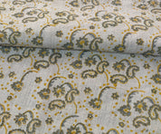 Jonk  Indian Hand Block Print Fabric By Yard, 100 % Linen Fabric For Hand Block Pillow Covers,Sewing, Crafting, Upholster