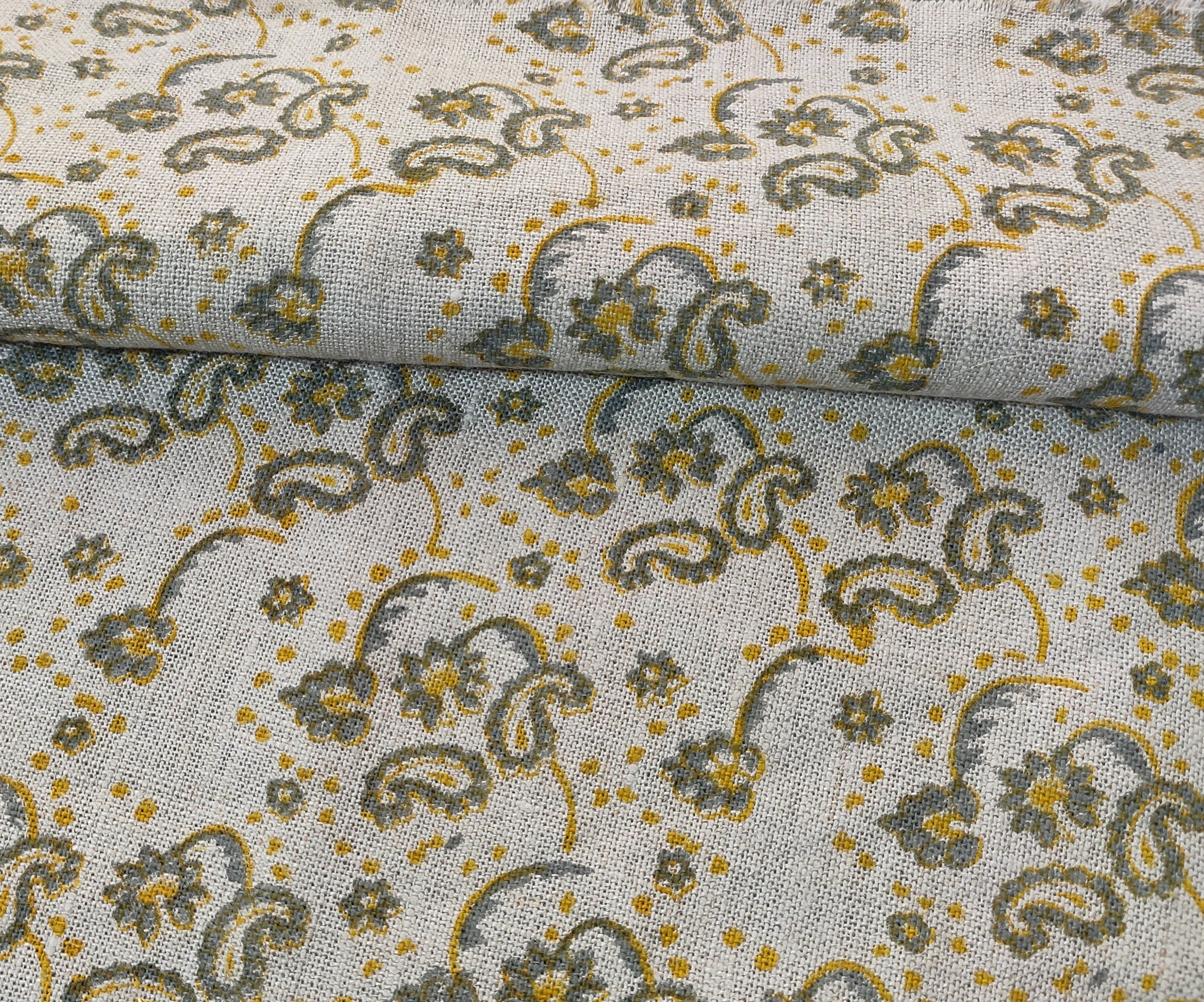 Jonk  Indian Hand Block Print Fabric By Yard, 100 % Linen Fabric For Hand Block Pillow Covers,Sewing, Crafting, Upholster