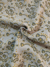Jonk  Indian Hand Block Print Fabric By Yard, 100 % Linen Fabric For Hand Block Pillow Covers,Sewing, Crafting, Upholster