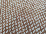 Hariyali Brown Block Print Floral Linen Fabric, Cushion Pillow Fabric By The Yard, Modern Home Decor, Upholstery Fabric