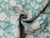 Block Print Linen Fabric, Rameshwaram Sea Green Colour Home Decor Fabric Linen Upholstery Handloom Handblocked Fabric Cushion Fabric