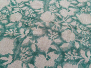 Block Print Linen Fabric, Rameshwaram Sea Green Colour Home Decor Fabric Linen Upholstery Handloom Handblocked Fabric Cushion Fabric