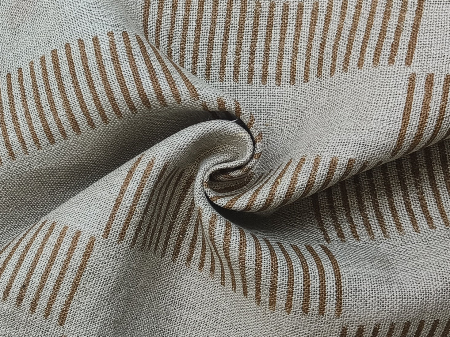 Block Print Linen Fabric, Zig Zag Road  Block Print Fabric By The Yard, Indian Hand Block Stripe Pattern Fabric, Geometric Cushion Fabric Block Printed Pillow 