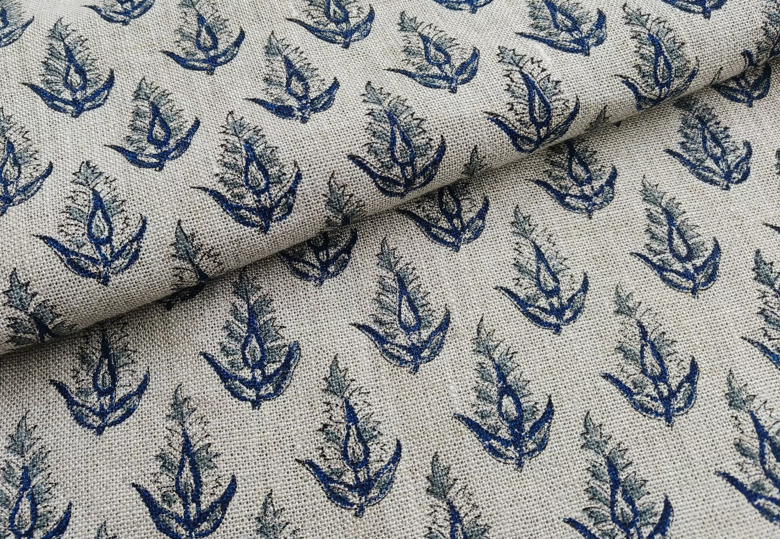 Kanak Buti  Best Fabric For Cushion Cover Heavy Weight Linen Natural Linen By The Yard  Home Decor Fabric  Hand Block Print Fabric