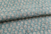 Block Print Linen Fabric, Tulsi Buti  Ocean Blue, Block Print Thick Linen Handloom Linen, Linen Fabric By The Yard, Best For Upholstery, Best Selling Cushion Cover,