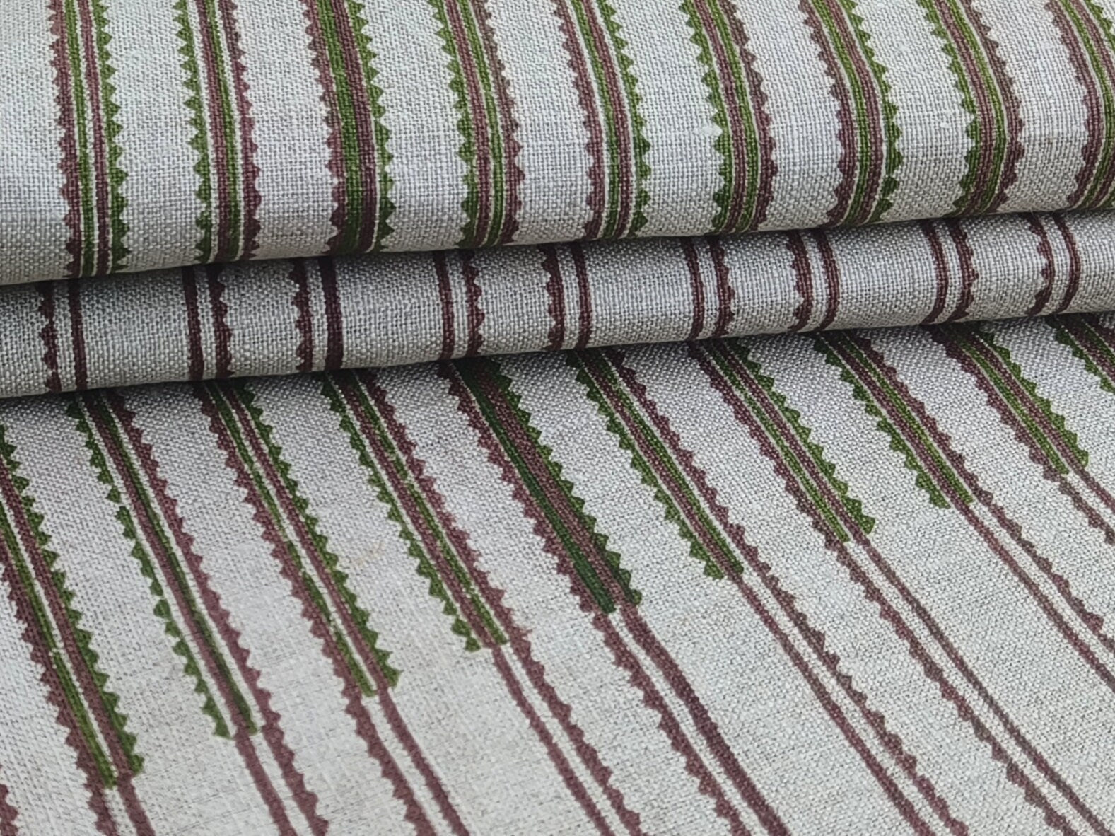 Block Print Linen Fabric, Line  Linen Stripe Fabric, Block Print Linen Handloom Fabric, Indian Block Fabric,
