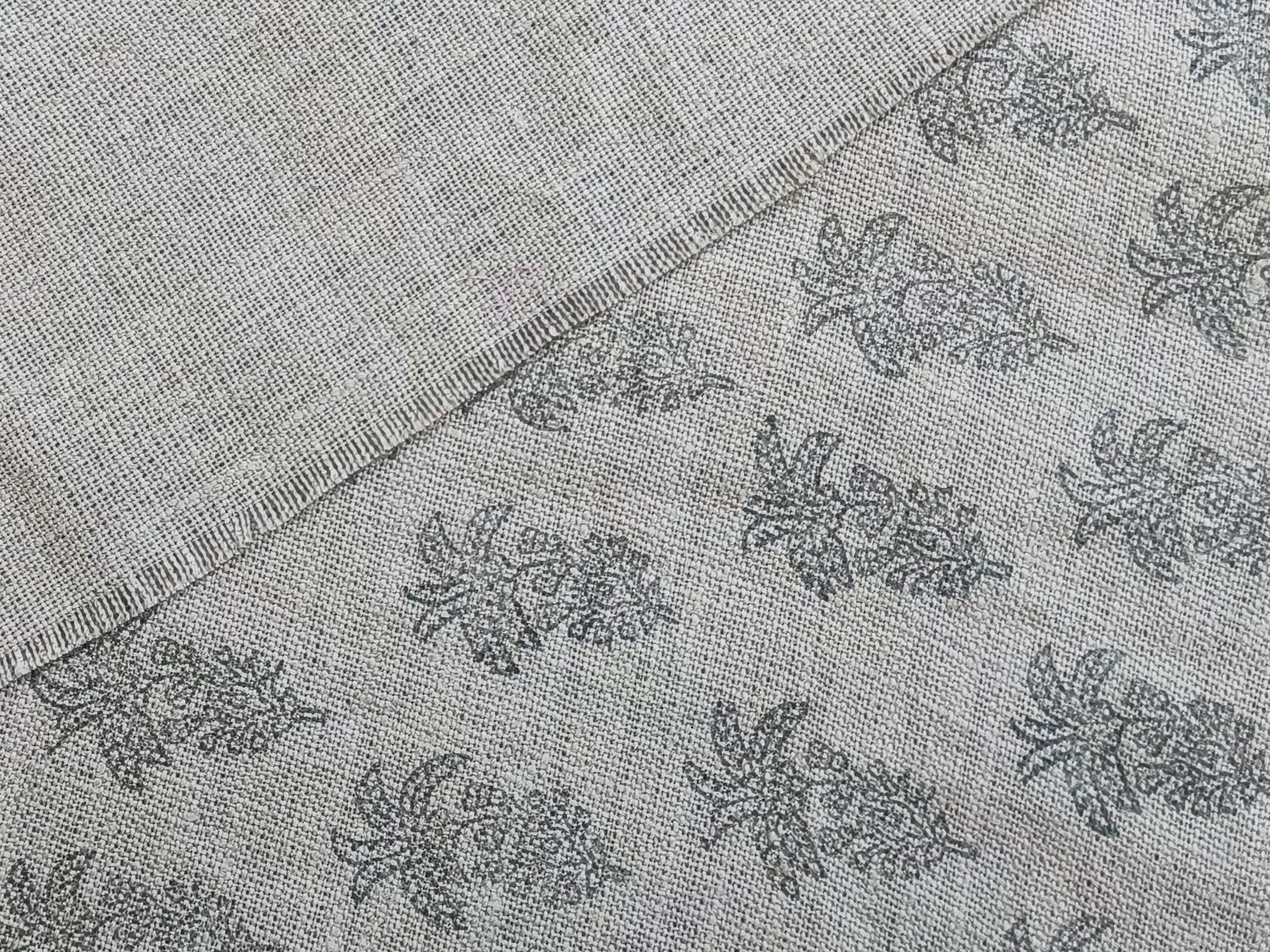 Block Print Linen Fabric, Khajur Butta  Floral Block Print Fabric, Print Linen Fabric, Block Print Upholstery Fabric, Block Print, Handblock Fabric