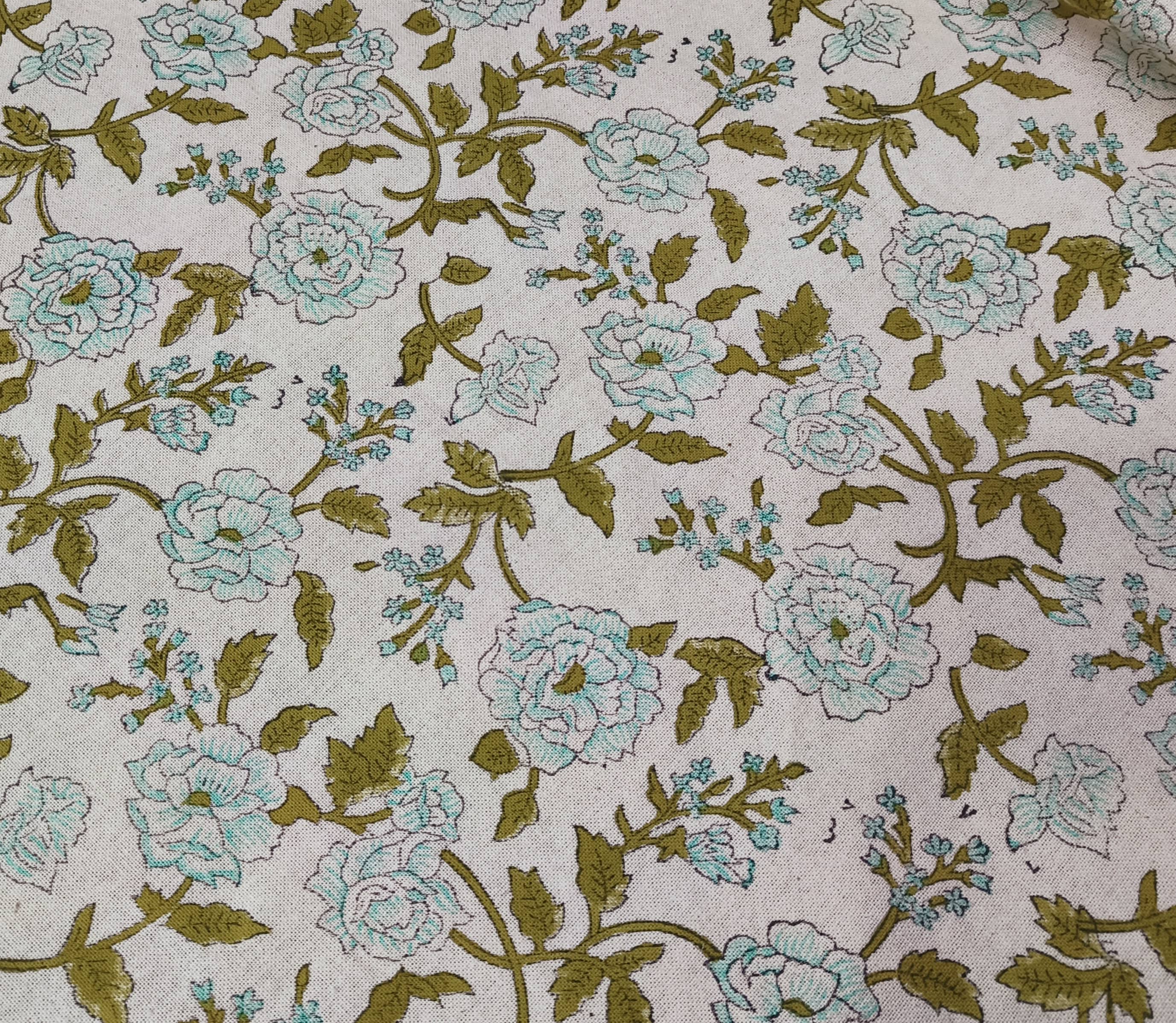Block Print Linen Fabric, Rameshwaram  Indian Hand Block Fabric, Linen Block Print Textiles, Extra Wide Craft Fabric By The Yard, Floral Print Fabric Linen