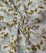 Block Print Linen Fabric, Rameshwaram  Indian Hand Block Fabric, Linen Block Print Textiles, Extra Wide Craft Fabric By The Yard, Floral Print Fabric Linen