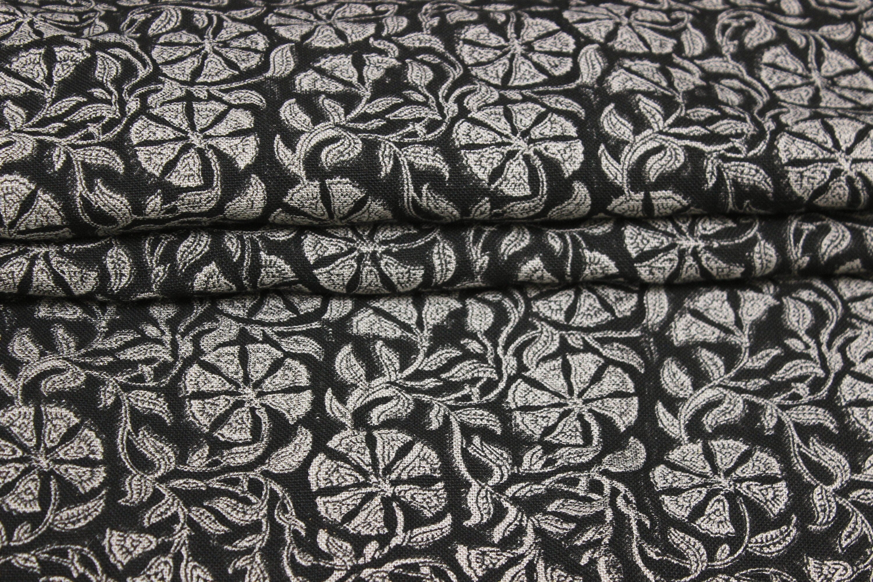 Block Print Linen Fabric, Rudraksha Fabric  Indian Hand Block, Linen Block Print Textile, Extra Wide Craft Fabric By The Yard, Floral Print Linen