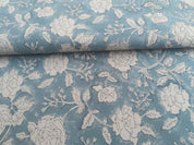 Block Print Linen Fabric, Rameshwaram Sky Blue Fabric, Block Print Linen Fabric, Latest Print On Etsy, Pillow Fabric, Cushion Fabric, Upholstery Fabric, Home Decor
