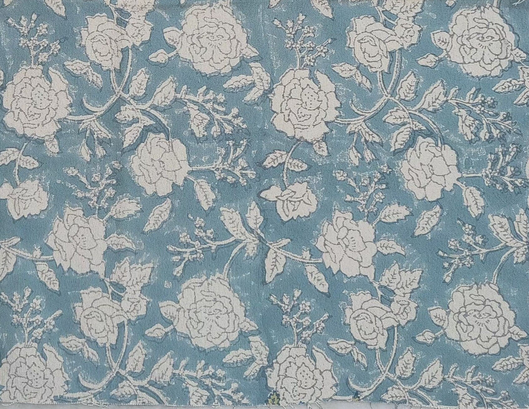 Block Print Linen Fabric, Rameshwaram Sky Blue Fabric, Block Print Linen Fabric, Latest Print On Etsy, Pillow Fabric, Cushion Fabric, Upholstery Fabric, Home Decor