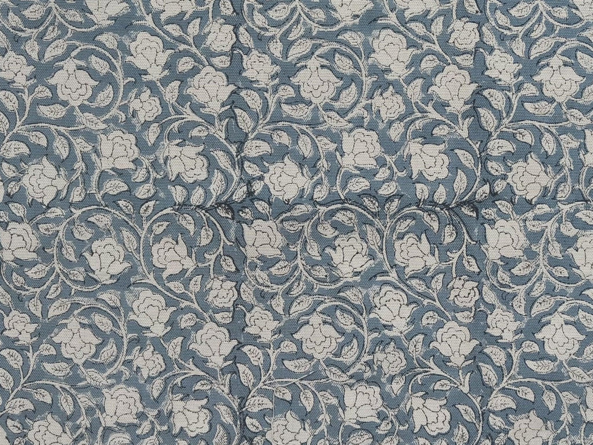 Amritvela  Blockprint Mini Floral Handstamped, Indian Linen Fabric, India Hand Block Print Fabric, Pillow, Cushion, Upholstery