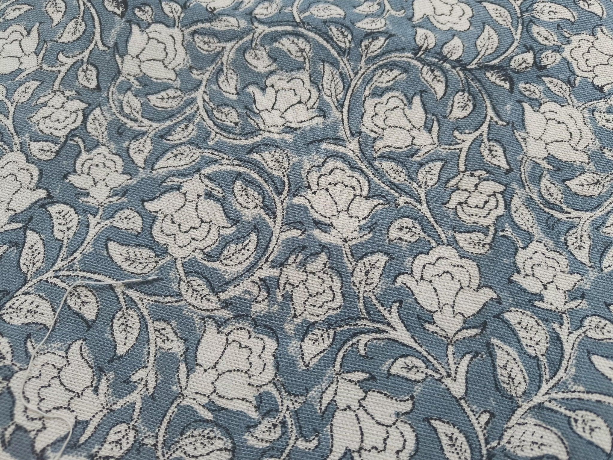 Amritvela  Blockprint Mini Floral Handstamped, Indian Linen Fabric, India Hand Block Print Fabric, Pillow, Cushion, Upholstery