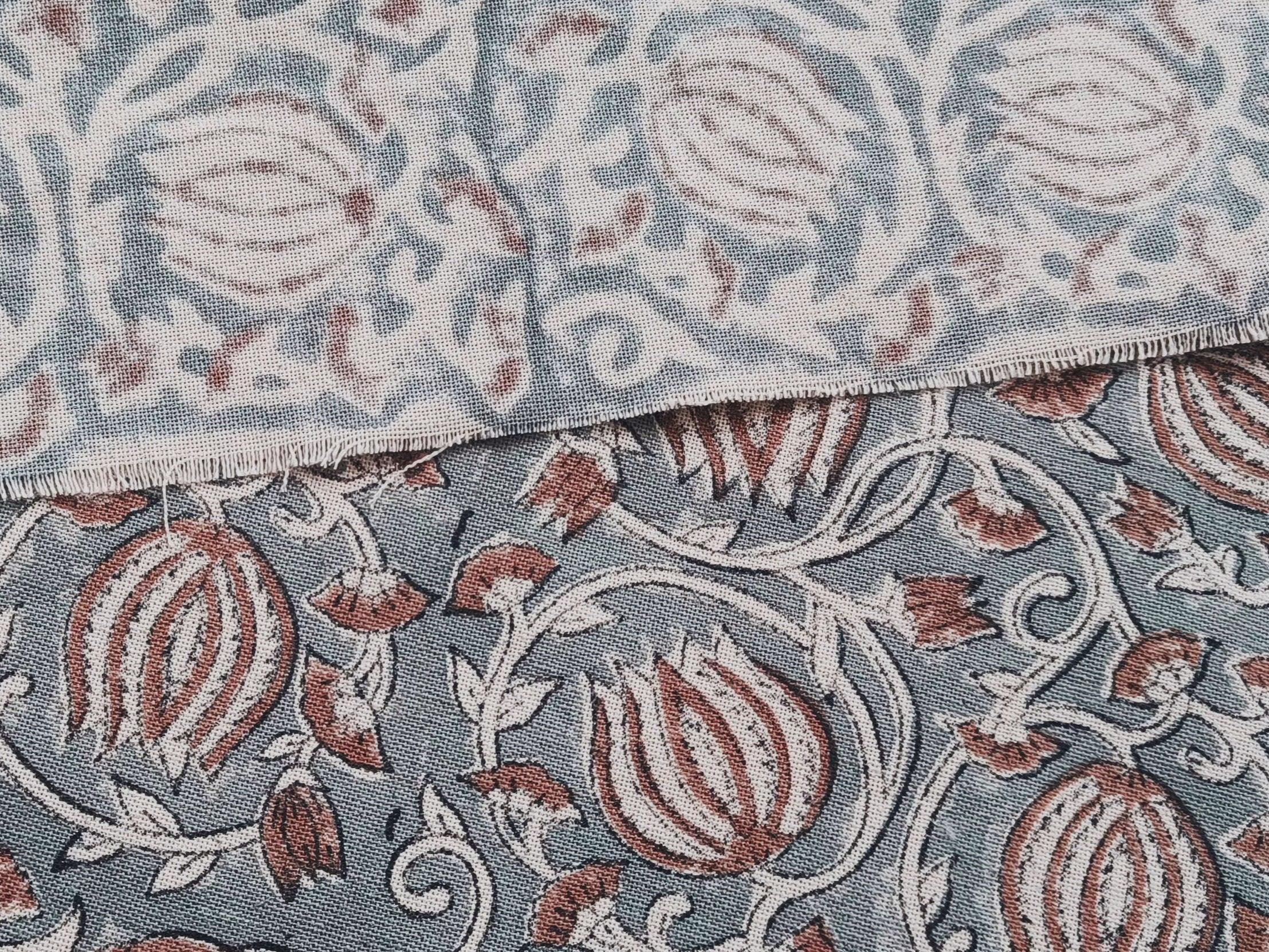 6 Kamal Unique Block Print Patterned Linen Flax Fabric  Decorative Fabric By The Yard  Pillow Cases & Cushion Cover
