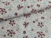 Aaradhna Rusthandblocked Print Fabric  By The Yard  Floral Home Decor Fabric By The Yard  Linen Upholstery  Cushion Cover Fabric