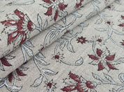 Aaradhna Rusthandblocked Print Fabric  By The Yard  Floral Home Decor Fabric By The Yard  Linen Upholstery  Cushion Cover Fabric