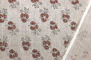 Chittaranjan  Brown Floral, Block Print Fabric,Linen & Cotton Cushion Fabric, Sofa Upholstery, Curtain Fabric, Fabric For Pillow, Neutral