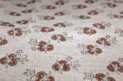 Chittaranjan  Brown Floral, Block Print Fabric,Linen & Cotton Cushion Fabric, Sofa Upholstery, Curtain Fabric, Fabric For Pillow, Neutral