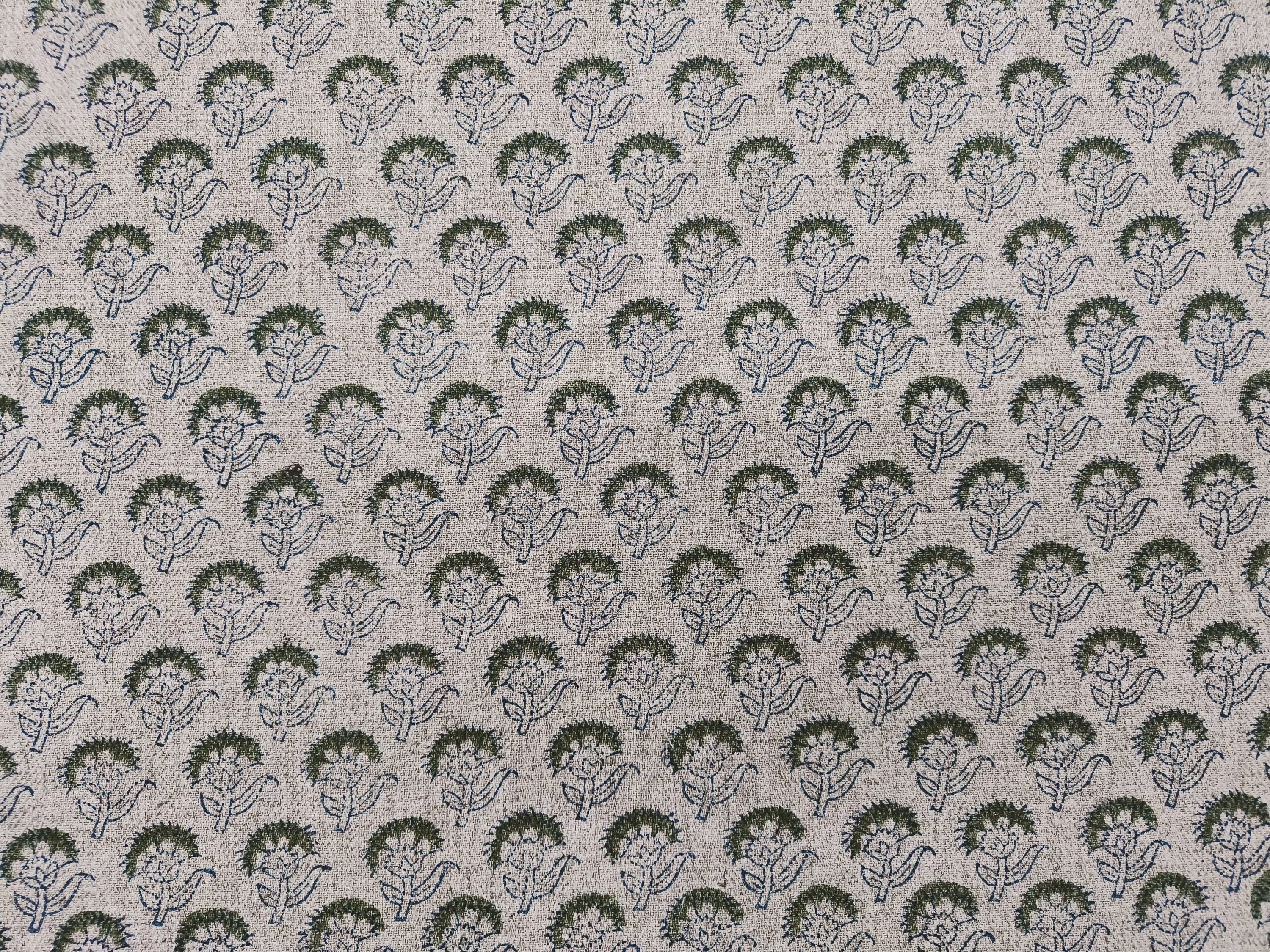 Juju Flower  Floral Block Print Sofa Upholstery, Chair Upholstery Fabric, Indian Craft Linen Fabric, Waterproof Outdoor Upholstery Fabric