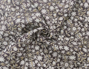 Block Print Linen Fabric, Mahalakshmi  Chocolate Brown Hand Block Linen Fabric, 100% Natural Thick Linen, Best For Cushion Cover Fabric, Sofa/Chair Upholstery